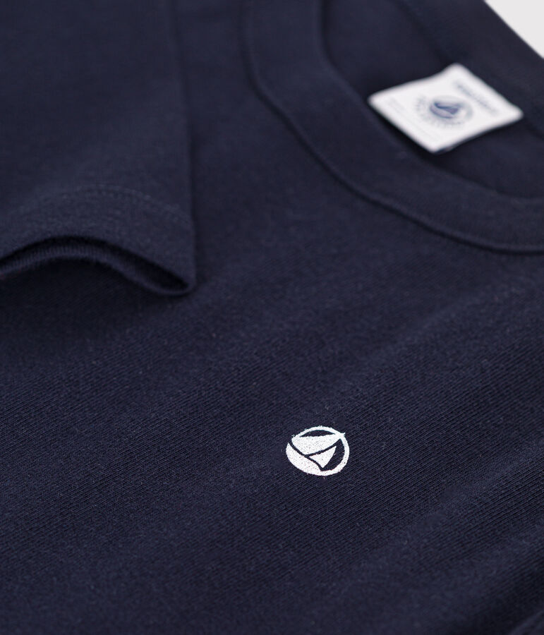 Tee-shirt manches longues en c&ocirc;te enfant fille / gar&ccedil;on bleu