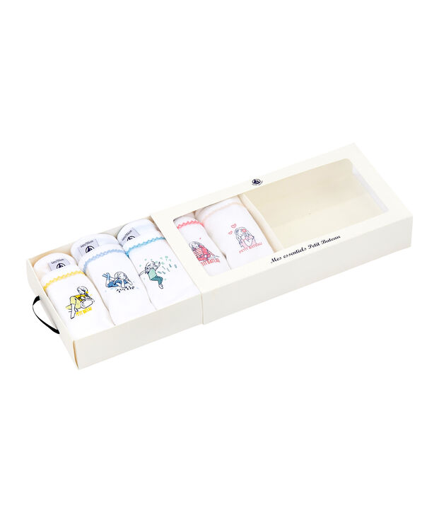 Set van 5 meisjeshemdjes met schouderbandjes en print wit