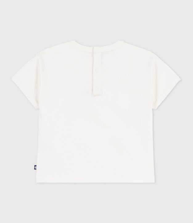 Katoenen T-shirt met korte mouwen en motiefje voor baby's wit