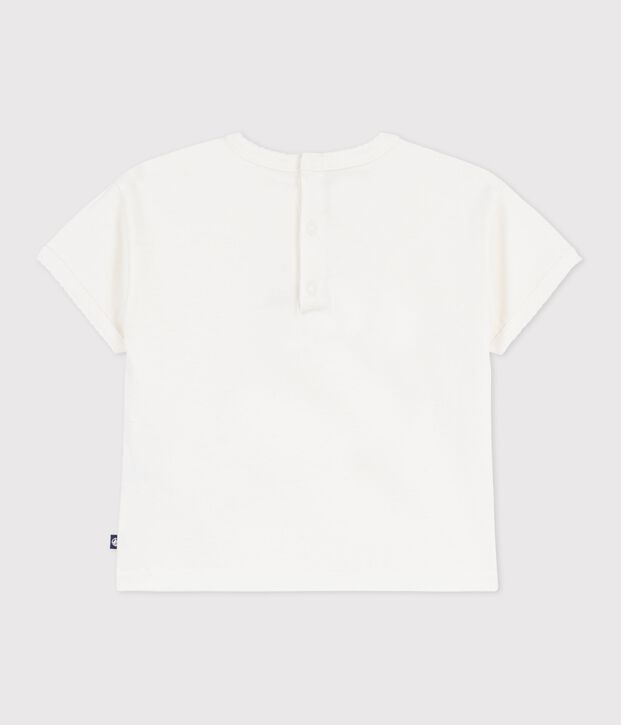 Katoenen T-shirt met korte mouwen en motiefje voor baby's wit