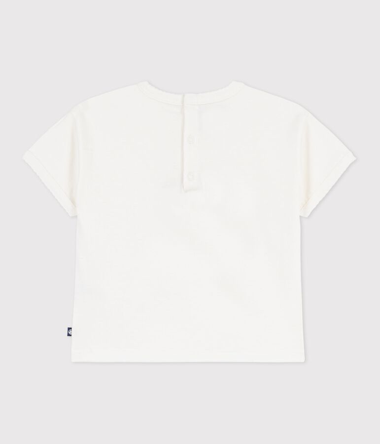 Katoenen T-shirt met korte mouwen en motiefje voor baby's wit MARSHMALLOW