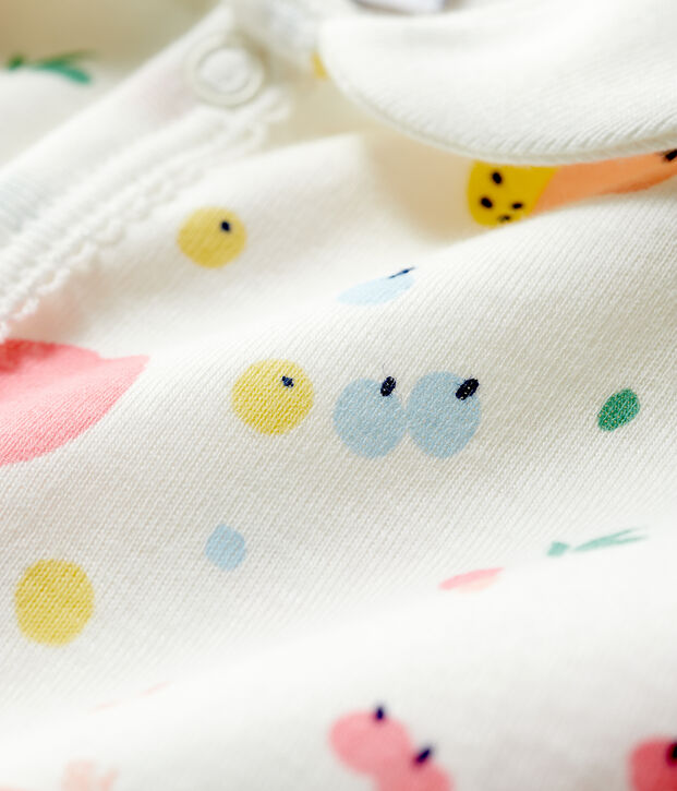 Combicourt fruits b&eacute;b&eacute; fille en coton blanc/multicouleur