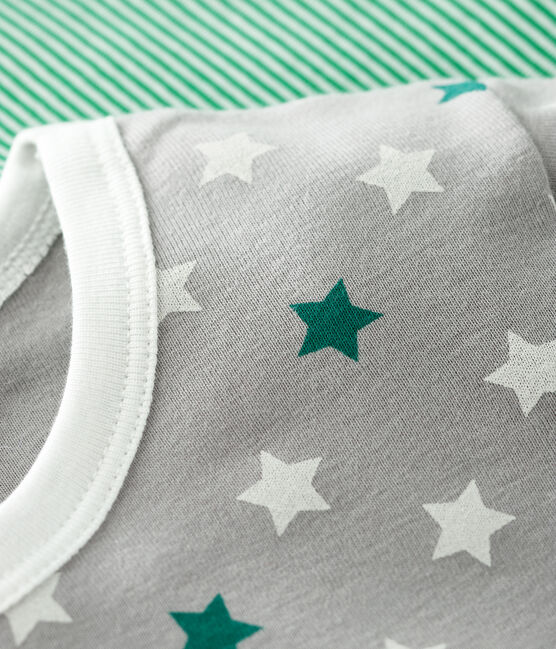 Set van 2 groene pyjama's voor jongens met sterren en millerais-strepen in katoen variante 1