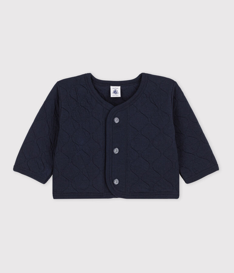 Cardigan b&eacute;b&eacute; en tubique matelass&eacute; bleu