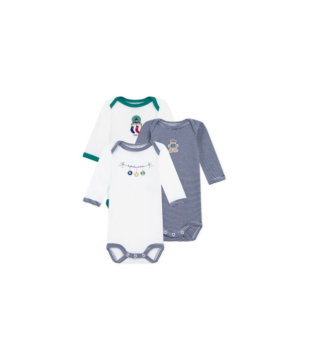 Lot de bodies manches longues en coton imprim&eacute; multicouleur