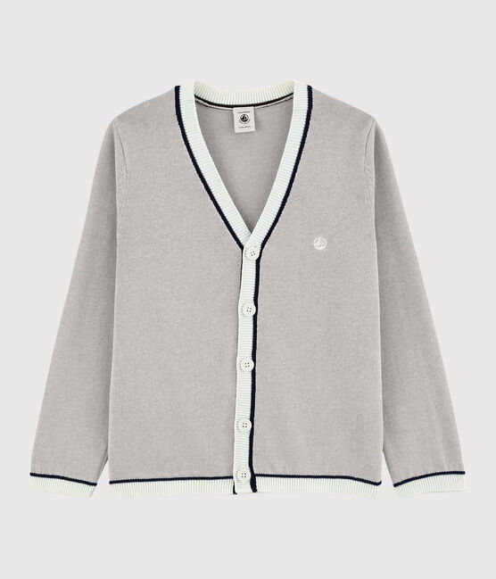 Katoenen jersey cardigan voor jongens grijs POUSSIERE CHINE