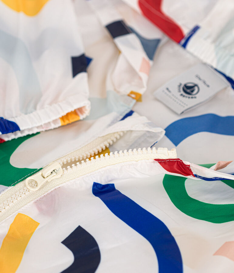 Uv-werende windstopper van gerecycleerde polyester voor baby's wit/multicouleur