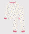 Pyjama enfant en coton jambes très ajustées imprimé blanc MARSHMALLOW/blanc MULTICO