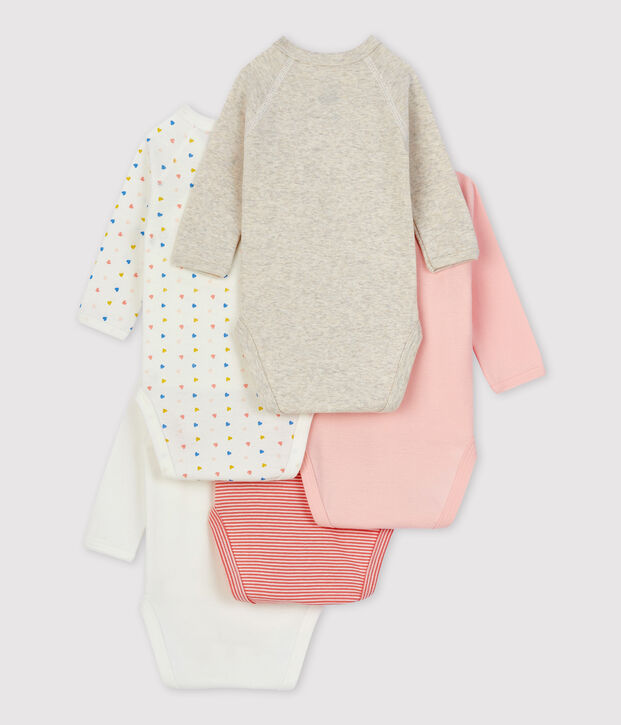Lot de 5 bodies b&eacute;b&eacute; en coton biologique multicouleur