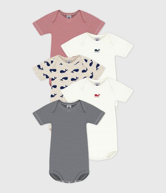 Lot de bodies manches courtes en coton imprimé baleine bébé variante 1