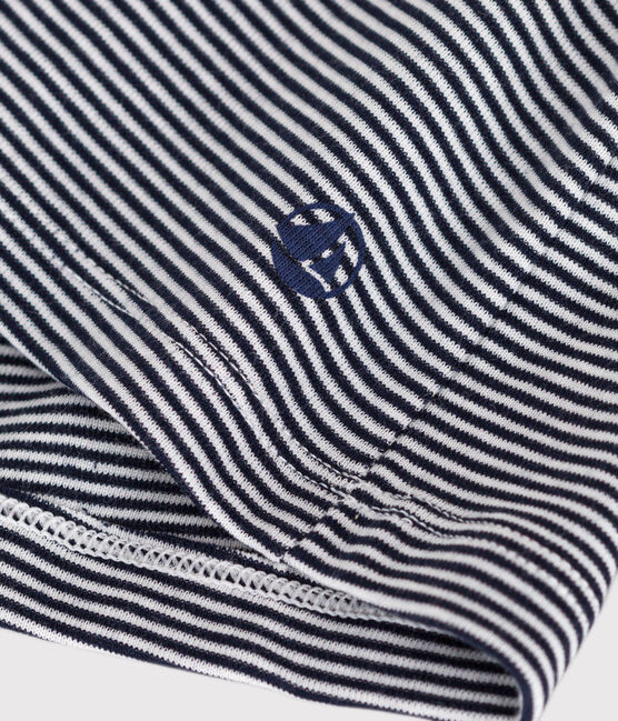 L'Iconique, gestreept katoenen T-shirt met V-hals voor dames blauw SMOKING/wit MARSHMALLOW