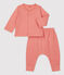 Ensemble 2 pièces uni en tubique bio bébé rose PAPAYE