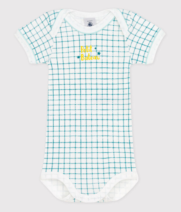 Body manches courtes b&eacute;b&eacute; blanc/vert