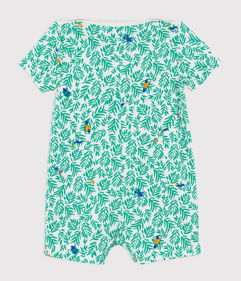Korte katoenen jumpsuit voor baby's. wit/multicouleur