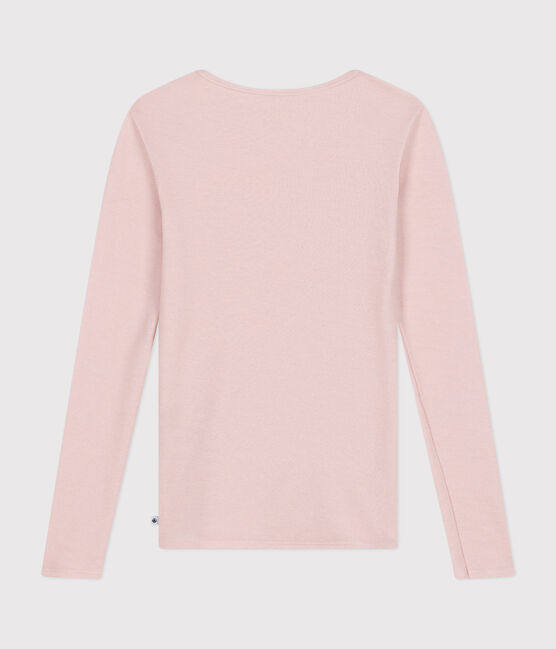 T-shirt met lange mouw van wol en katoen voor dames roze SALINE