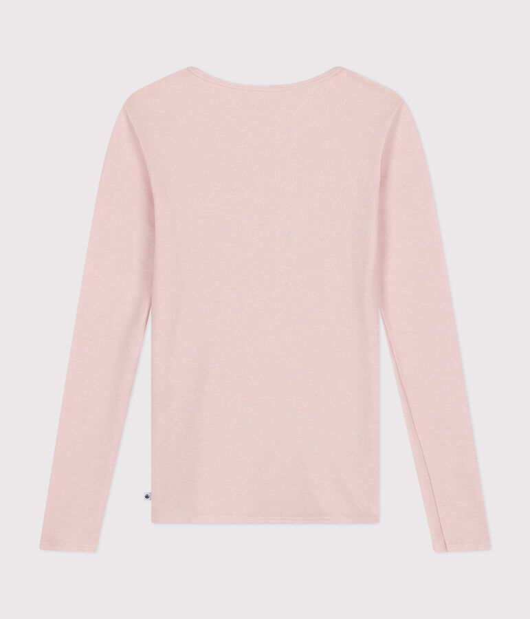 T-shirt met lange mouw van wol en katoen voor dames roze