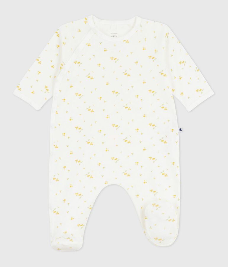 Katoenen babypyjama met bloemenprint wit/multicouleur