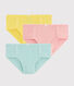 Set van 3 meisjesonderbroeken met hoge tailleband van ribtricot met gaatjes voor lint.