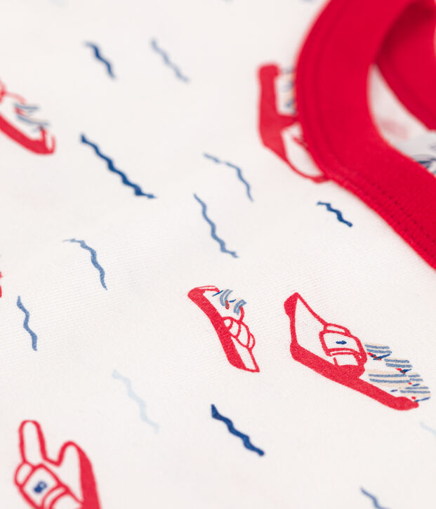 Baby-T-shirt met korte mouwen en print in jerseystof voor baby's wit/multicouleur