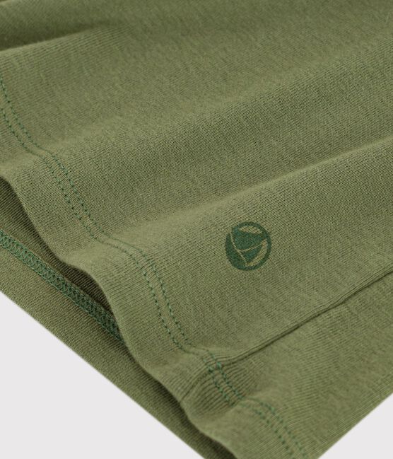 Dames-T-shirt van effen katoen met korte mouwen groen OLIVINE