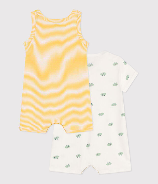 Lot de 2 combinaisons courtes en coton b&eacute;b&eacute; multicouleur