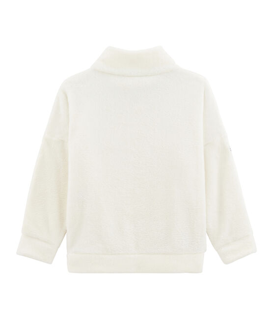 Wollig fleece sweatshirt jongens wit MARSHMALLOW