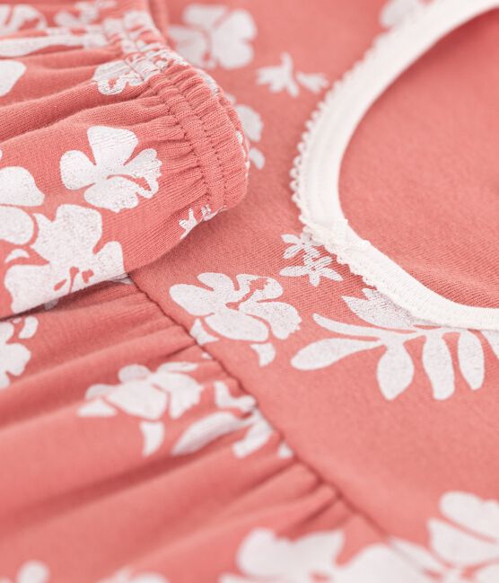 Korte Hawaï-pyjama in katoen voor meisjes roze PAPAYE/ MULTICO