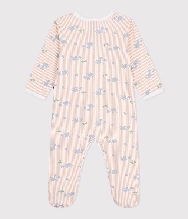 Katoenen babypyjama met olifantenprint wit/multicouleur