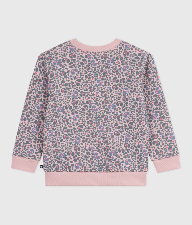 Sweatshirt enfant en coton imprim&eacute; rose/multicouleur