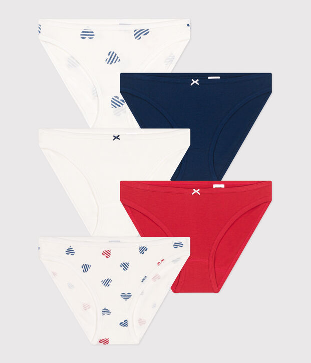 Setje van 5 katoenen damesonderbroekjes met hartjesprint multicouleur