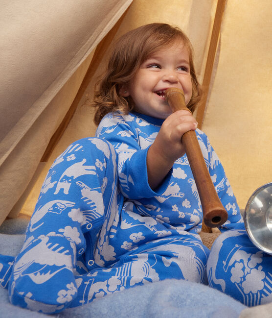 Katoenen pyjama met rits voor baby's FUJI/ MARSHMALLOW
