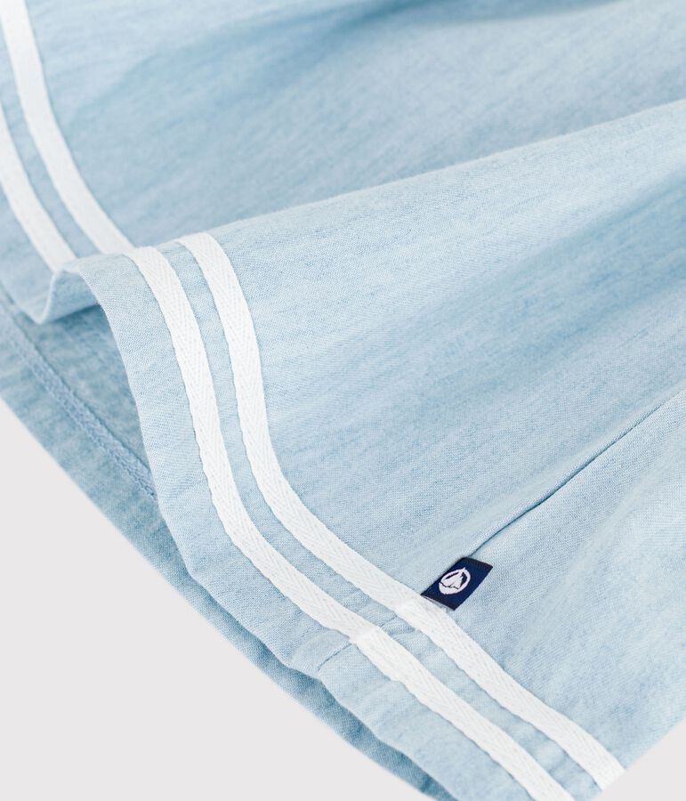 Babyjurkje met lange mouwen van katoen en chambray ecru/multicouleur