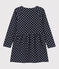 Meisjesjurk met stippen en met lange mouwen in molton blauw SMOKING/ AVALANCHE