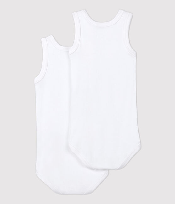Set van 2 witte mouwloze rompertjes variante 1