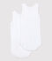 Set van 2 witte mouwloze rompertjes variante 1