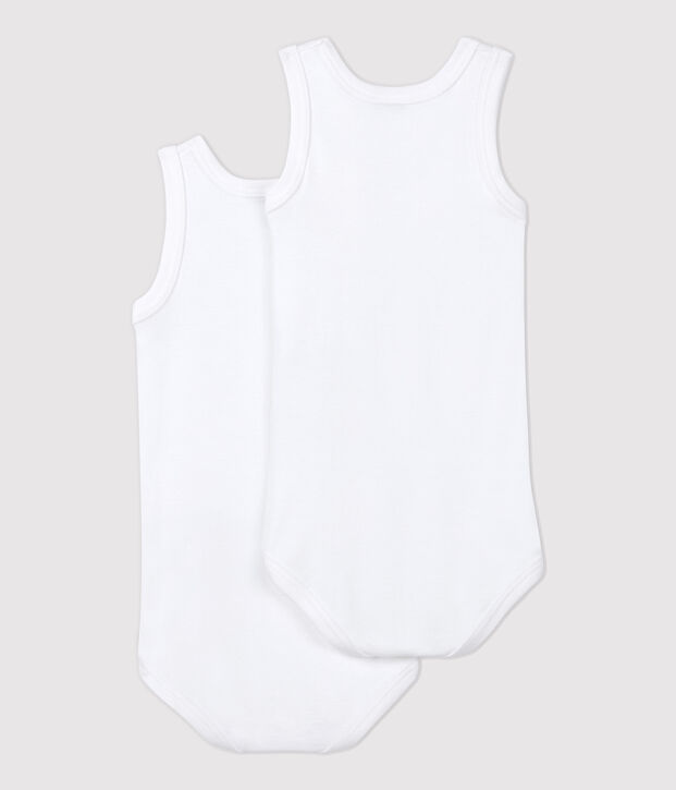 Lot de 2 bodies blancs sans manches b&eacute;b&eacute; multicouleur