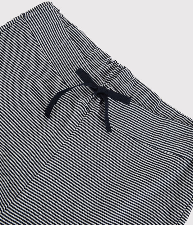 Damesbroek in biokatoen blauw/wit