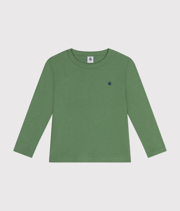 Tee-shirt manches longues en c&ocirc;te enfant fille / gar&ccedil;on vert