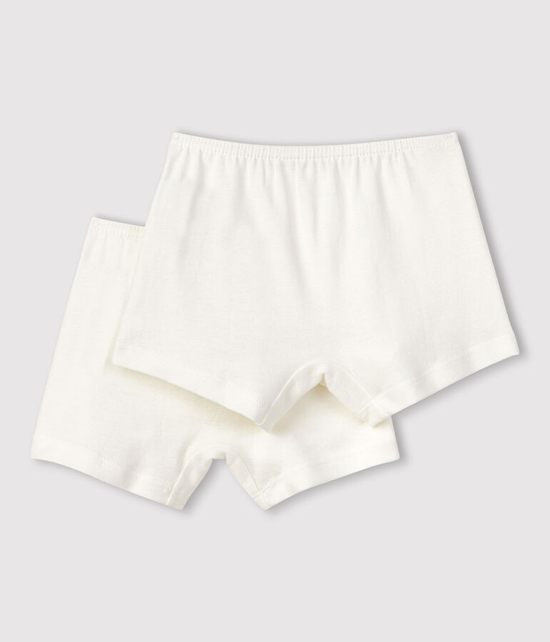 Lot de 2 shorties blancs petite fille en coton biologique multicouleur