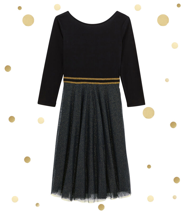 damesjurk in 2 stoffen zwart/geel