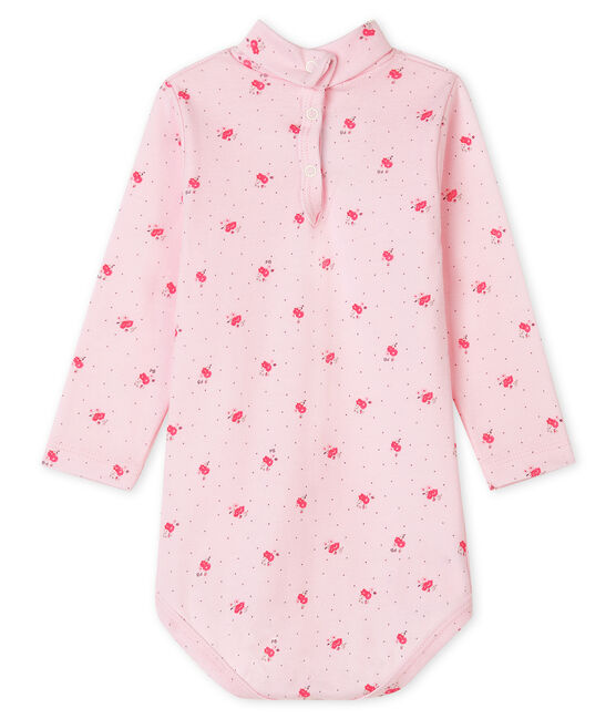 Body met lange mouwen en opgerolde kraag baby gemixt roze VIENNE/ CUPCAKE