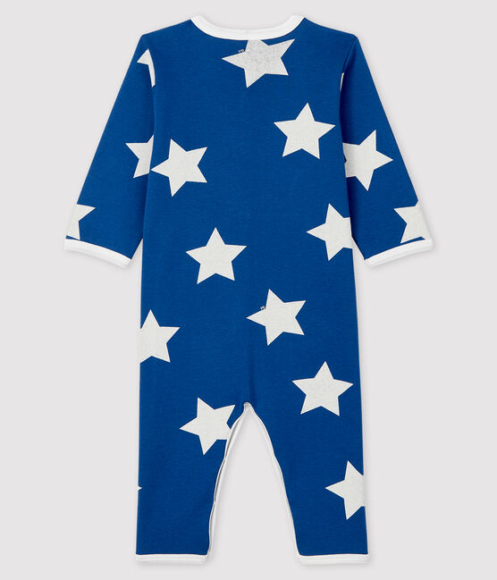 Dors-bien bleu à grosse étoiles bébé en côte bleu MAJOR/blanc MARSHMALLOW