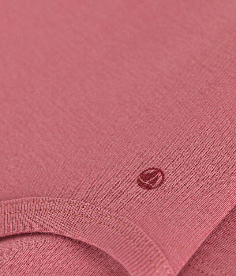 Body manches longues col roul&eacute; en coton b&eacute;b&eacute; rose