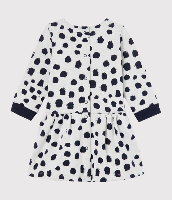 Jurk met lange mouwen babymeisje Jean Jullien wit MARSHMALLOW/ DOTTIES