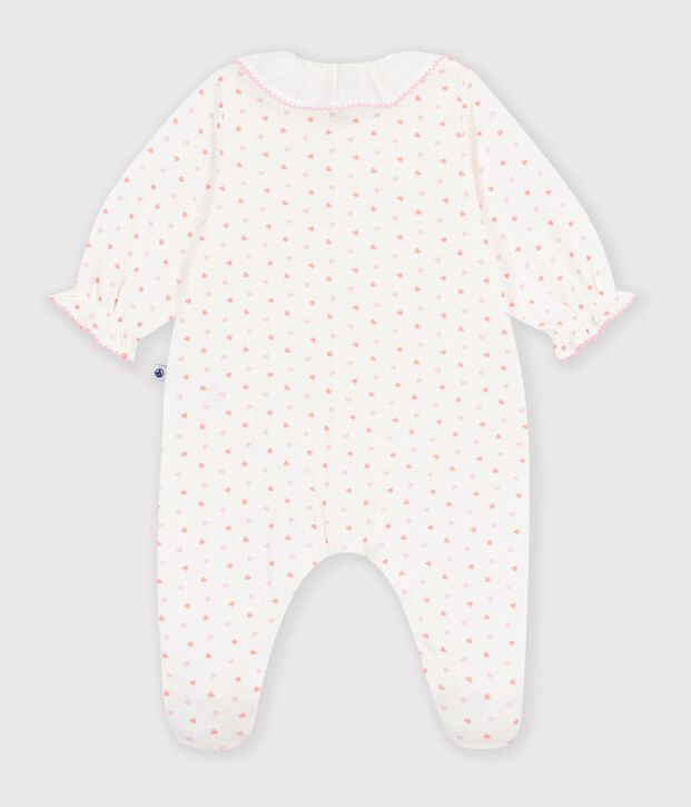 Pyjama b&eacute;b&eacute; en tubique imprim&eacute; &agrave; c&oelig;urs blanc/multicouleur