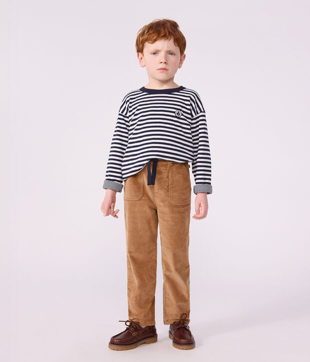 Fluwelen rechte broek voor kinderen LATTE