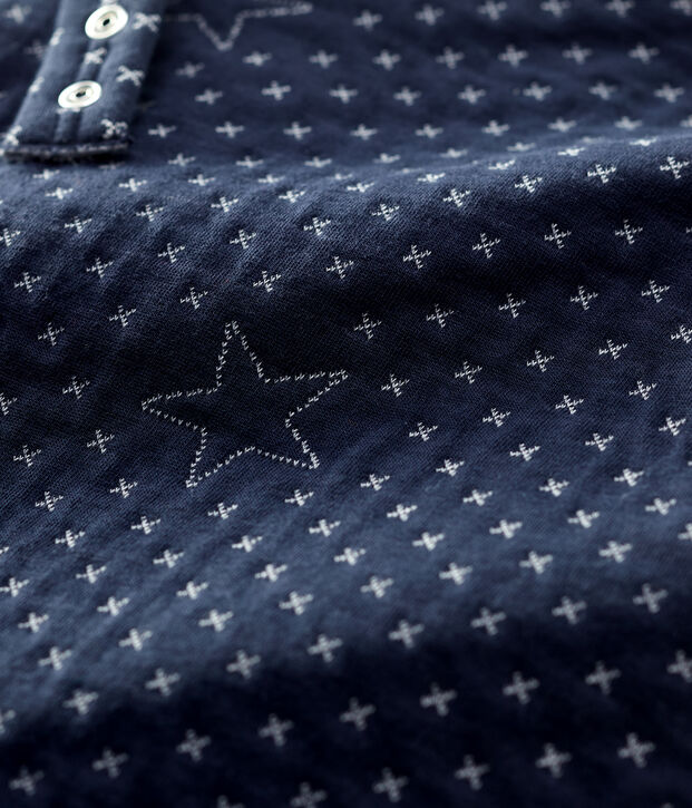 Salopette b&eacute;b&eacute; matelass&eacute;e motifs &eacute;toiles en coton biologique bleu marine