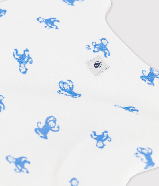 Trappelzakje voor baby's in biokatoen wit MARSHMALLOW/blauw BRASIER