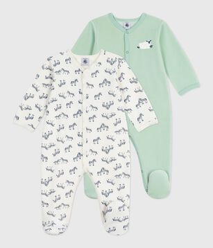 Coton Doux Pressions Petit Bateau Lot De 2 Pyjamas Bébé Fille - Manches Longues | Côte 1x1 Et Molleton étoiles Cœurs Pyjama Bébé Fille Petit Bateau Manches Longues