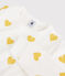 Jongens/meisjes pyjama met gele hartjesprint van tubic en biologisch katoen wit MARSHMALLOW/geel OCRE